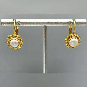 Gold Plated Cultured Pearl Drop Earrings